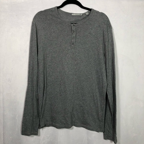 Vince long sleeve grey cotton Henley t shirt